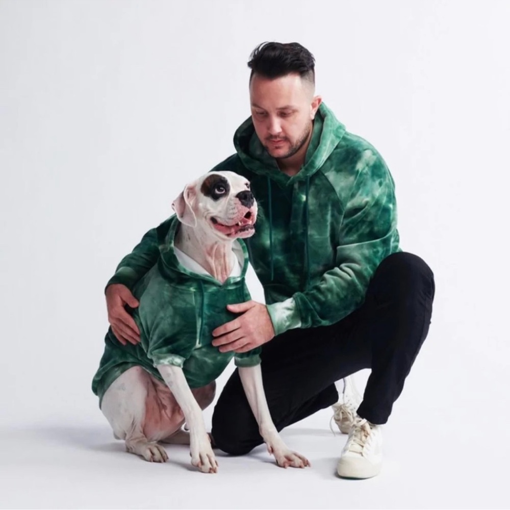 Spark Paw Velvet Emerald Green Human and Dog Hoodie Set Sizes L & L NWOT